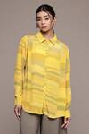 Buy_Ritu Kumar_Yellow Bauhaus Print Loose Fit Shirt _at_Aza_Fashions