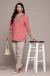 Buy_Ritu Kumar_Embroidered Peach Essential-daksha Kurti _Online_at_Aza_Fashions