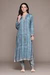 Shop_Ritu Kumar_Striped Blue Kurta Set With Pant _Online_at_Aza_Fashions