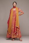 Buy_Ritu Kumar_Orange Rust Jhanvi Kurta Set _at_Aza_Fashions