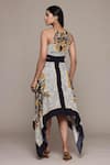 Shop_Ritu Kumar_Black Floral Print Asymmetrical Midi Dress _at_Aza_Fashions