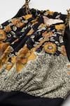 Buy_Ritu Kumar_Black Floral Print Asymmetrical Midi Dress _Online_at_Aza_Fashions