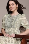 Shop_Ritu Kumar_Embroidered Green Saatchi Midi Dress _Online_at_Aza_Fashions