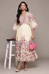 Buy_Ritu Kumar_Embroidered Off White Midi Dress _at_Aza_Fashions
