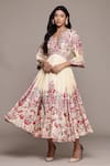Buy_Ritu Kumar_Embroidered Off White Midi Dress _Online_at_Aza_Fashions