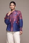 Buy_Ritu Kumar_Blue Zuri Designer Shirt With Floral Print _at_Aza_Fashions