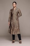 Buy_Ritu Kumar_Beige And Black Flowret Kurta Set _at_Aza_Fashions