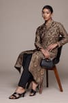 Shop_Ritu Kumar_Beige And Black Flowret Kurta Set _Online_at_Aza_Fashions