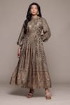 Buy_Ritu Kumar_Black Flowret K Anarkali Set _at_Aza_Fashions