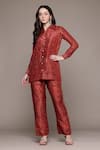 Buy_Ritu Kumar_Red Brocade Jamawar Kurti Set _at_Aza_Fashions