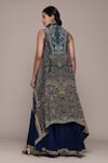 Shop_Ritu Kumar_Blue Brocade Jamawar K Cape Set _at_Aza_Fashions