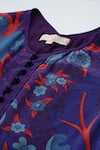 Ritu Kumar_Purple Viscose, Rayon Embroidery Round Neck Poppy Pushpanjali K Midi Dress _at_Aza_Fashions