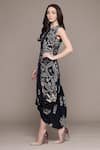 Buy_Ritu Kumar_Black Viscose Round Neck Poppy Pushpanjali K Midi Dress _Online_at_Aza_Fashions