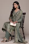 Ritu Kumar_Green Khaki Pineapple K Kurta Set _Online_at_Aza_Fashions