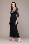 Ritu Kumar, Ri.Ritu Kumar, aarke Ritu Kumar_Black Polyester Embroidery V-neck Shloka Solid Kurti And Palazzo Set_Online_at_Aza_Fashions