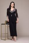 Buy_Ritu Kumar, Ri.Ritu Kumar, aarke Ritu Kumar_Black Polyester Embroidery V-neck Shloka Solid Kurti And Palazzo Set_at_Aza_Fashions