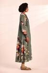 Buy_Kharakapas_Gray Voile Button-down Neck Painterly Floral Midi Dress _Online_at_Aza_Fashions