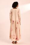 Shop_Kharakapas_Beige Voile V-neck Floral Print Maxi Dress _at_Aza_Fashions