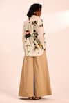 Shop_Kharakapas_Off White Voile Bandeau Neck Floral Print Shirt _at_Aza_Fashions