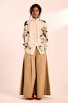 Buy_Kharakapas_Off White Voile Bandeau Neck Floral Print Shirt _at_Aza_Fashions