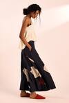 Kharakapas_Black Coca Cola Mul Flared Pleated Trouser _Online_at_Aza_Fashions