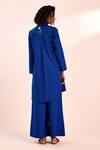 Shop_Kharakapas_Blue Poplin Embroidery Collared Electric Co-ord Set _at_Aza_Fashions