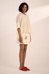 Buy_Kharakapas_White Cotton Round Neck Lace Detail Breeze Top _Online_at_Aza_Fashions