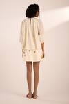 Shop_Kharakapas_White Cotton Round Neck Lace Detail Breeze Top _at_Aza_Fashions