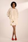 Buy_Kharakapas_White Cotton Round Neck Lace Detail Breeze Top _at_Aza_Fashions