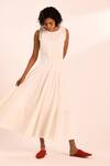 Buy_Kharakapas_White Cotton Round Neck Daisy Dance Maxi Dress _at_Aza_Fashions