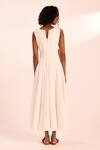 Shop_Kharakapas_White Cotton Round Neck Daisy Dance Maxi Dress _at_Aza_Fashions