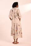 Shop_Kharakapas_Beige Voile Collared Oat Bloom Co-ord Set _at_Aza_Fashions