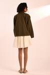 Shop_Kharakapas_Olive Green Floral Embroidered Olive Utility Jacket _at_Aza_Fashions