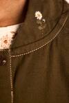 Shop_Kharakapas_Olive Green Floral Embroidered Olive Utility Jacket _Online_at_Aza_Fashions