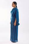Buy_Notsosure_Blue Georgette, Satin Collared Cape Coord Pant Set _Online_at_Aza_Fashions
