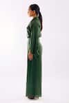 Shop_Notsosure_Green Georgette, Satin Collared Cape Coord Pant Set _Online_at_Aza_Fashions