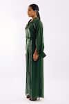 Notsosure_Green Georgette, Satin Collared Cape Coord Pant Set _at_Aza_Fashions