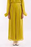 Buy_Notsosure_Yellow Georgette, Satin Collared Cape Coord Pant Set _Online_at_Aza_Fashions