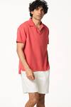 Terra Luna_Orange Cata Polo Handloom Cotton T-shirt _Online_at_Aza_Fashions