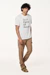 Terra Luna_White Cotton Pico Logo Handloom T-shirt _Online_at_Aza_Fashions