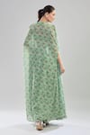 Shop_Basanti - Kapde Aur Koffee_Green Cotton Sweetheart Neck Tropical Tree Print Cape Sharara Set _Online_at_Aza_Fashions