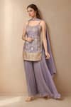 Buy_Samyukta Singhania_Purple Woven Floral Vine Kurta Palazzo Set _at_Aza_Fashions