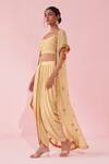 Shop_Studio Bagechaa_Embroidered Yellow Cape Set _Online_at_Aza_Fashions