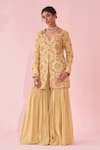 Buy_Studio Bagechaa_Embroidered Yellow Sharara Set _at_Aza_Fashions