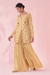 Buy_Studio Bagechaa_Embroidered Yellow Sharara Set _Online_at_Aza_Fashions