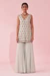 Buy_Studio Bagechaa_Embroidered Pale Blue Sharara Set _at_Aza_Fashions