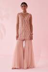 Buy_Studio Bagechaa_Embroidered Blush Pink Sharara Set _at_Aza_Fashions