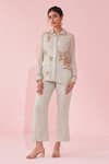 Buy_Studio Bagechaa_Peach Gulmina Pale Blue Shirt Pant Set _at_Aza_Fashions