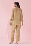 Shop_Studio Bagechaa_Peach Gulmina Green Embroidered Shirt Pant Set _at_Aza_Fashions