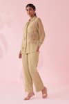 Studio Bagechaa_Peach Gulmina Green Embroidered Shirt Pant Set _Online_at_Aza_Fashions